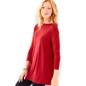 J.Jill NWT LINEN BLEND BOATNECK SWEATER | Pottery Burnt Orange | Size Small